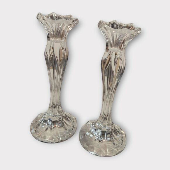 Vintage JG Durand Cristal Calliope Set of 2 Lead Crystal Candlesticks - Picture 1 of 9